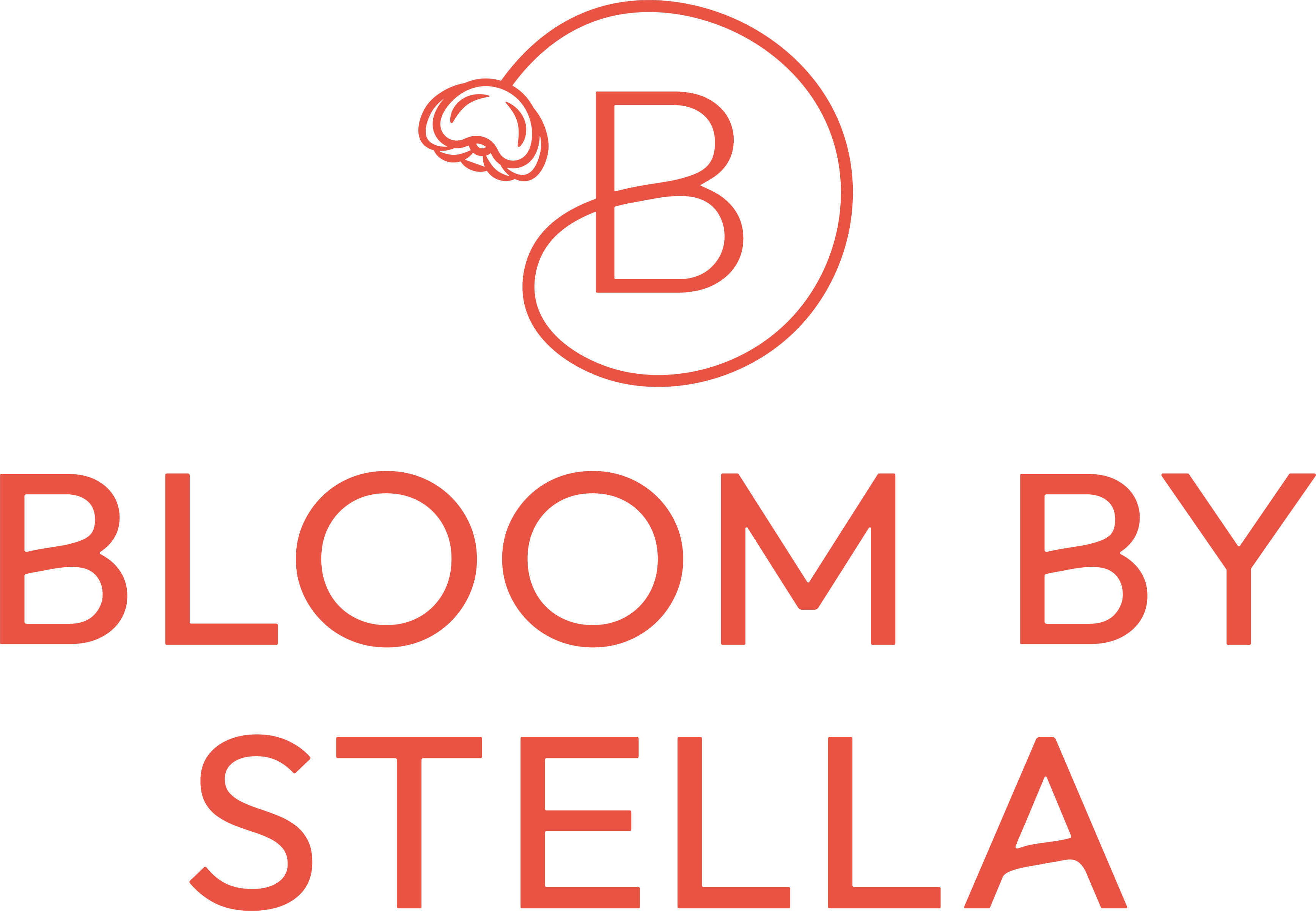 The Bloom By Stella logo featuring a stylized letter "B" with a floral element, alongside the brand name in bold, uppercase letters, representing growth, nature, and intentional living.